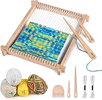 Lemonfilter Wooden Weaving Loom Kit for Kids & Adults - 9x11 Inch Easy DIY Knitting Frame Set with Yarns, Shuttles, Beginners Crafts Ages 6-12
