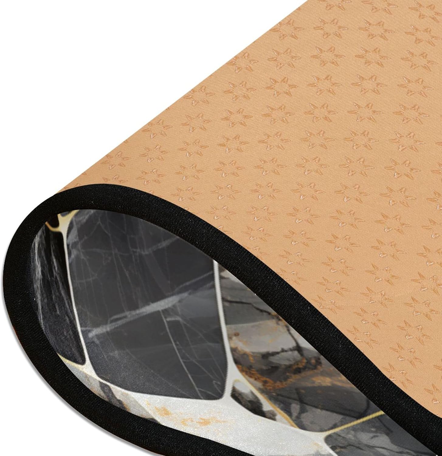 Runner Rug Non Skid Area Rugs, Marble Black Indoor Outdoor Kitchen Mats Carpet for Living Room Bedroom Home Decor 61 x 183cm