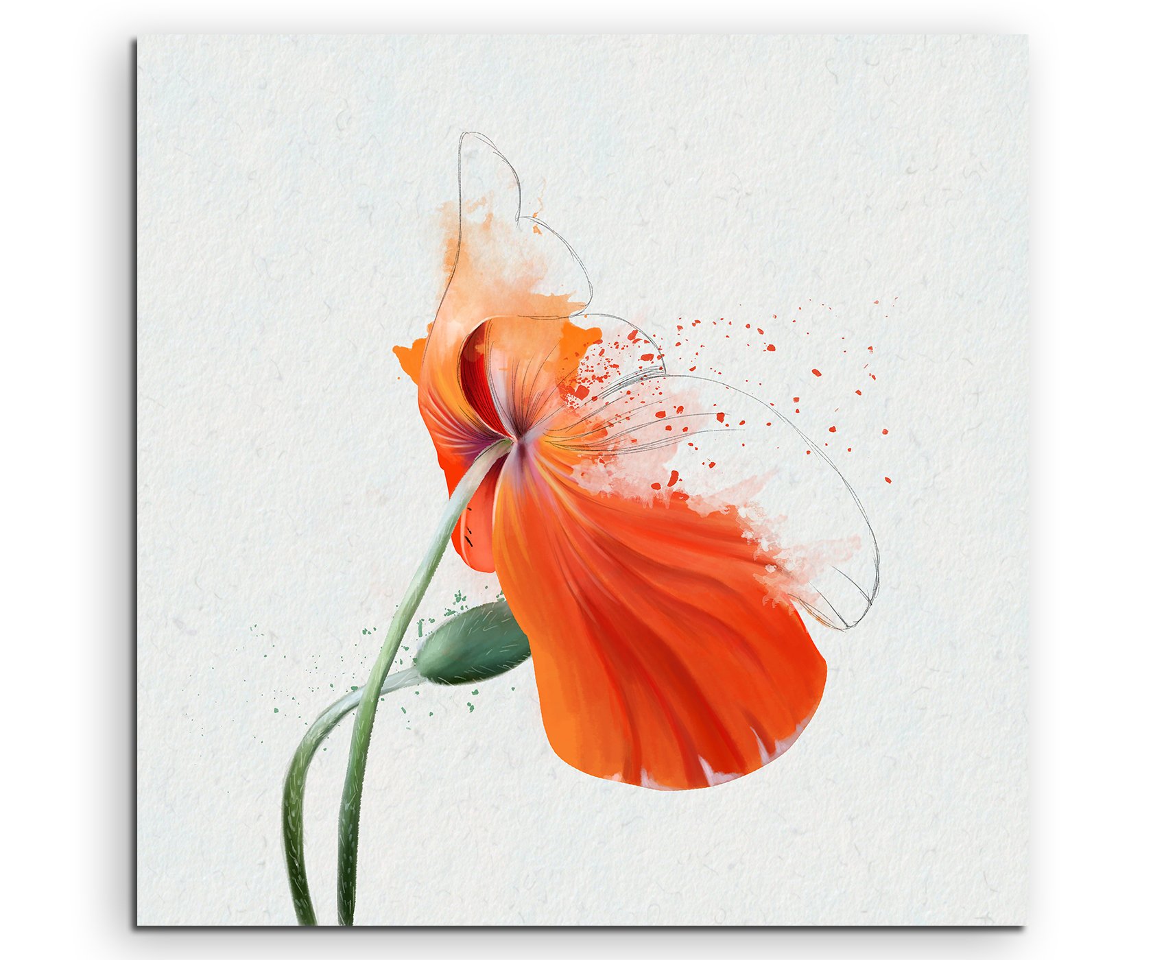 Zlove Leinwandbild Abstrakte Blumen – Orange Mohn, 61x91,4 Cm, Fertig Gerahmt & Zum Aufhängen