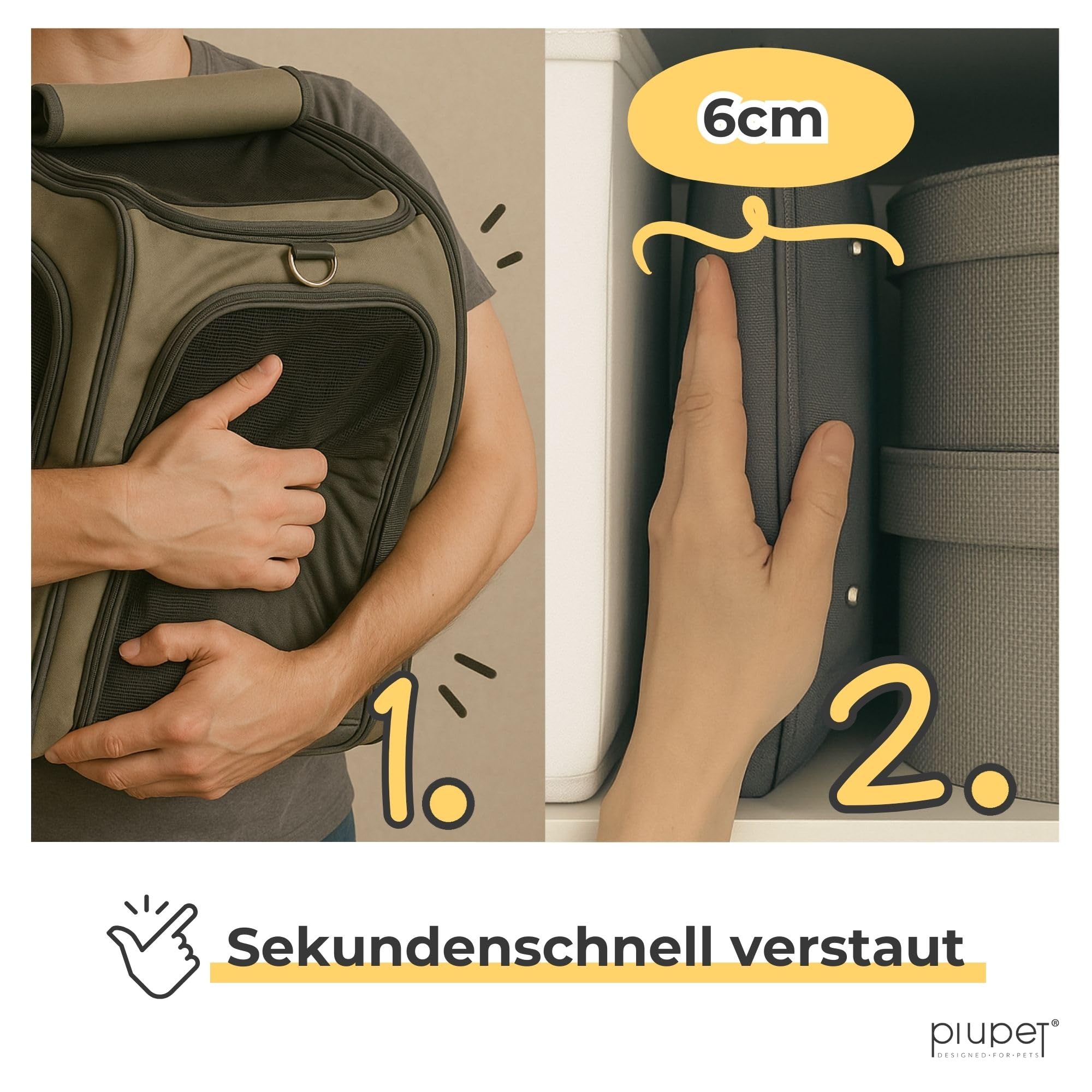 PiuPet® Katzentransportbox I Ideal für Katzen I Stabile Transporttasche mit großem Blickfeld I Transportbox Katze Groß - Stilvolle Katzenbox mit herausnehmbarer Fleecematte