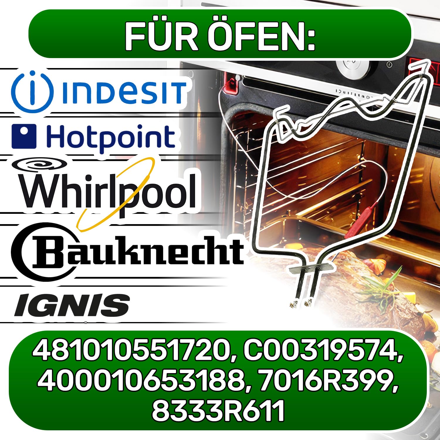 ONIX TECH Unteres Heizelemente für Backöfen & Herde 1150 W 220 V/240 V mit Originalcode 481010551720 C00319574 für Whirlpool für Indesit - Garantie 5 Jahre