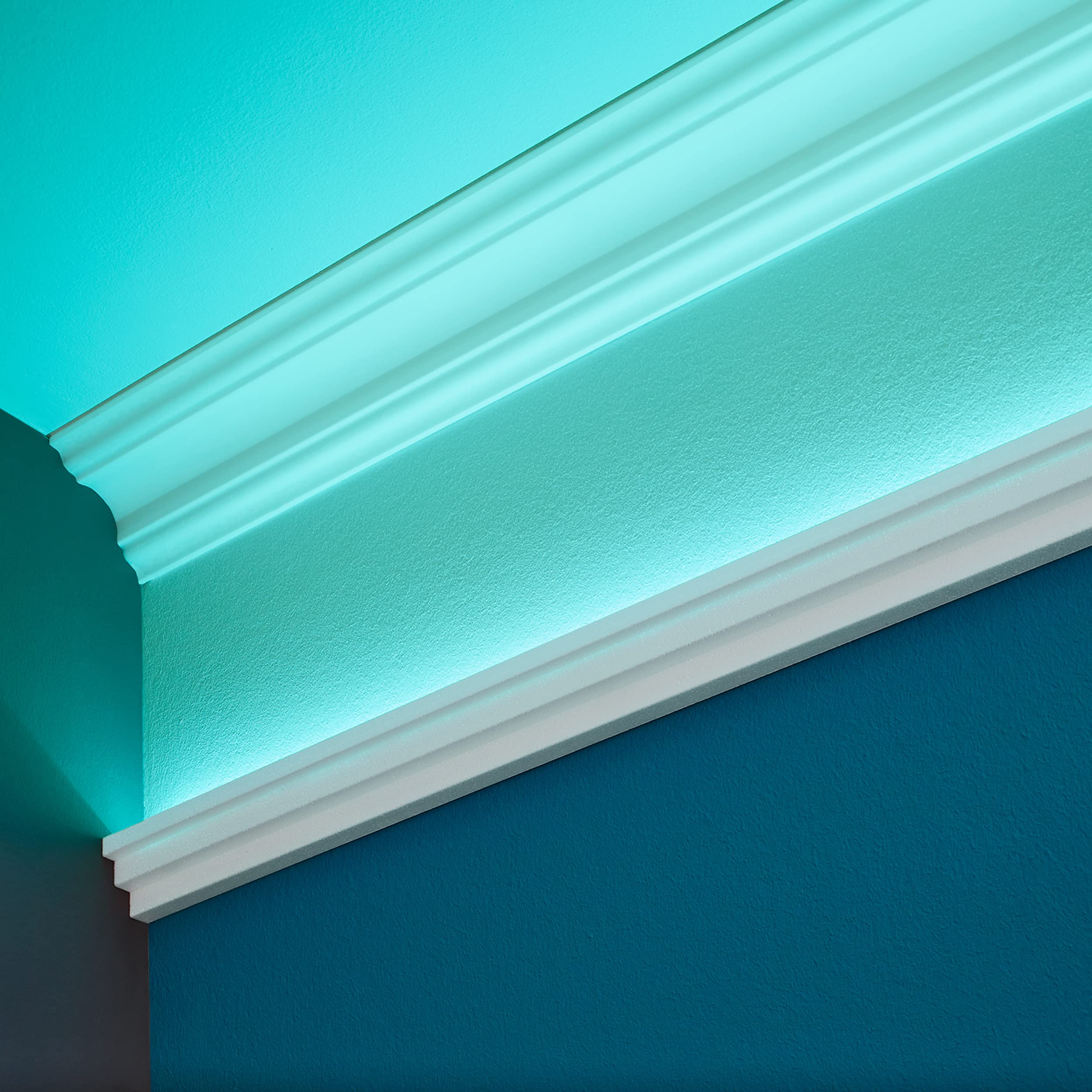 DECOSA Moulure pour ruban LED G37 - polystyrène - blanc - 33 x 41 mm - longueur 2 m - 10 pièces (=20 m)