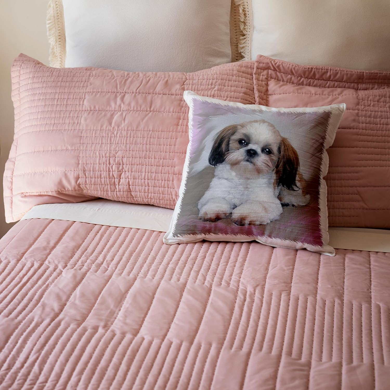 3dRose pc_4807_1 Shih Tzu Puppy-Pillow Case, 16 by 16"