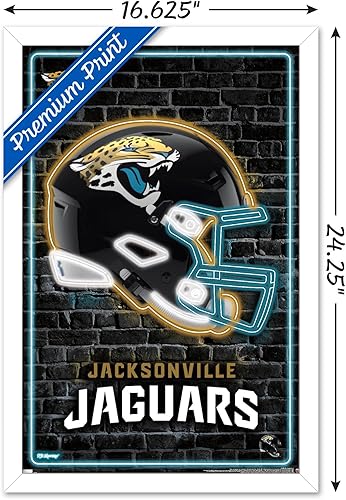 Miniatura 3 de Trends International NFL Jacksonville Jaguars - Póster de pared con casco neón 23, 22.4 pulgadas de largo x 14.7 pulgadas, versión enmarcada en