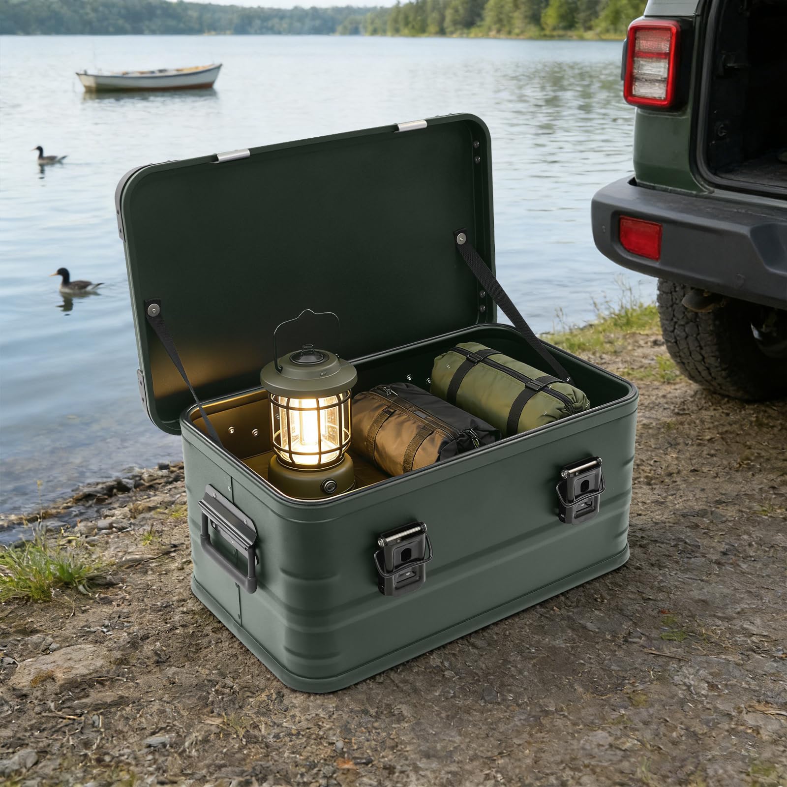Picknick-Aufbewahrungsbehälter Aufbewahrungsbox (Armeegrün,30 l/7,93 gal)