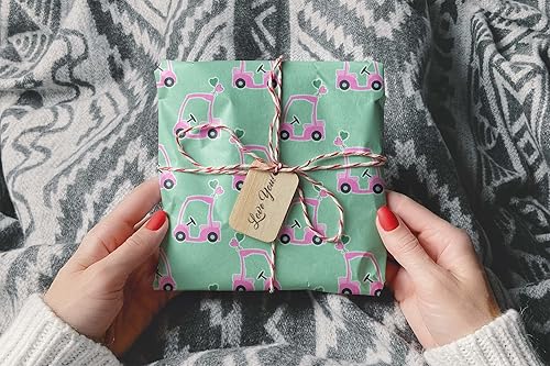 Miniatura 8 de Bonito papel de regalo para carrito de golf rosa, papel de regalo grueso para el día de la madre, pelota de golf, temática de golf, decoración de