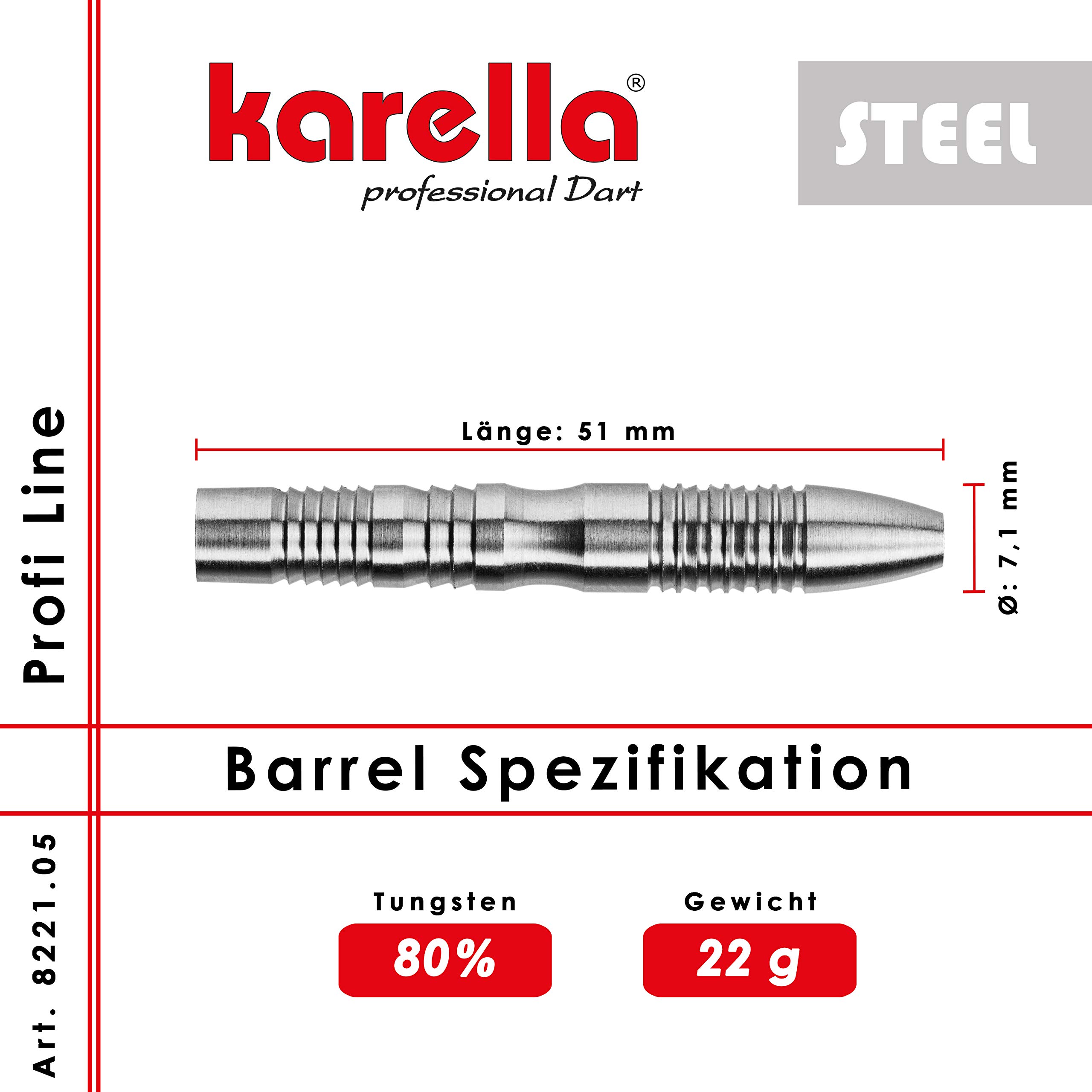 Karella PL-05 Profi Line Barre en acier 80 % tungstène 22 g