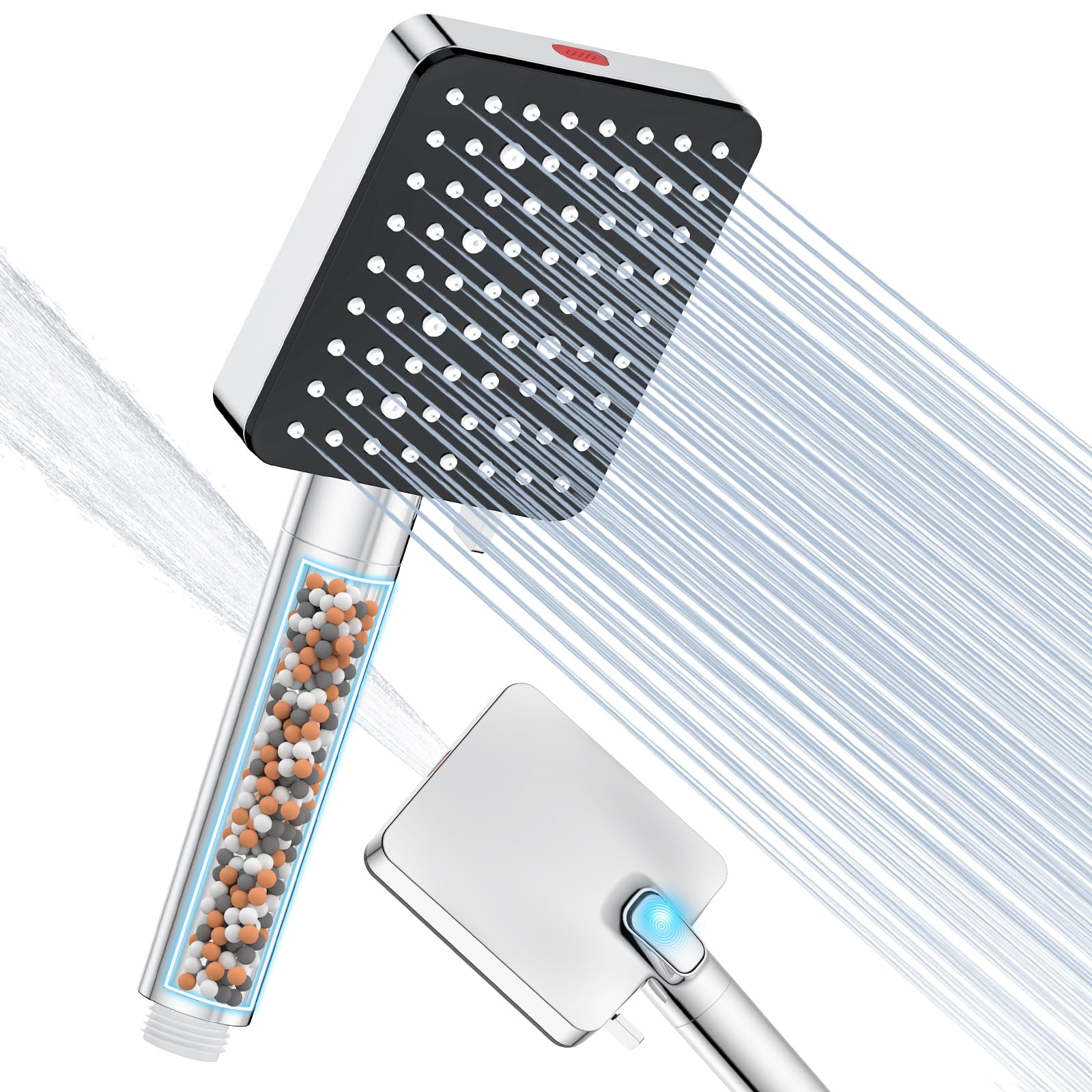 YEAUPE PRO Soffione doccia e tubo 1,6 con filtro, soffione doccia