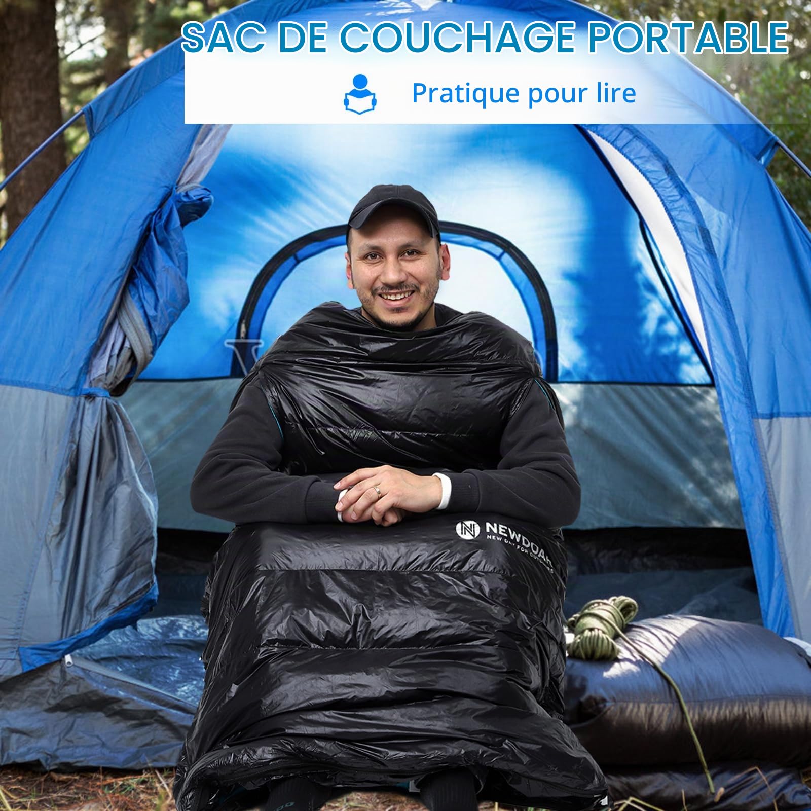 NewDoar Ultralight Camping Sac de Couchage 800FP Duvet de Canard Blanc Sac de Couchage Ultra-Compact 200 * 86cm Printemps Été Extérieur Automne Portable Imperméable pour Randonnée, Tente de Randonnée