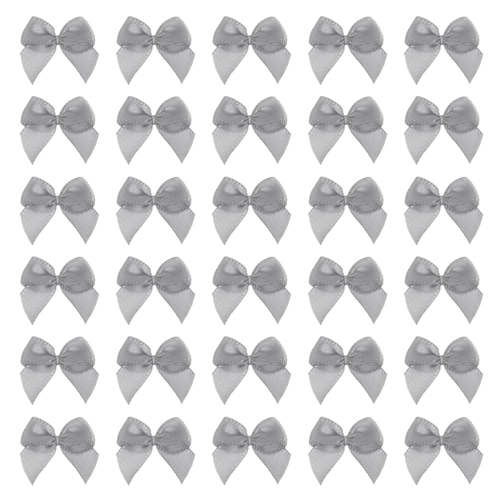 sourcing map 120 Pcs Mini Ribbon Bow 1" Mini Fabric Satin Ribbon Flower Bows for Craft DIY Sewing Wedding Birthday Party, Dark Gray