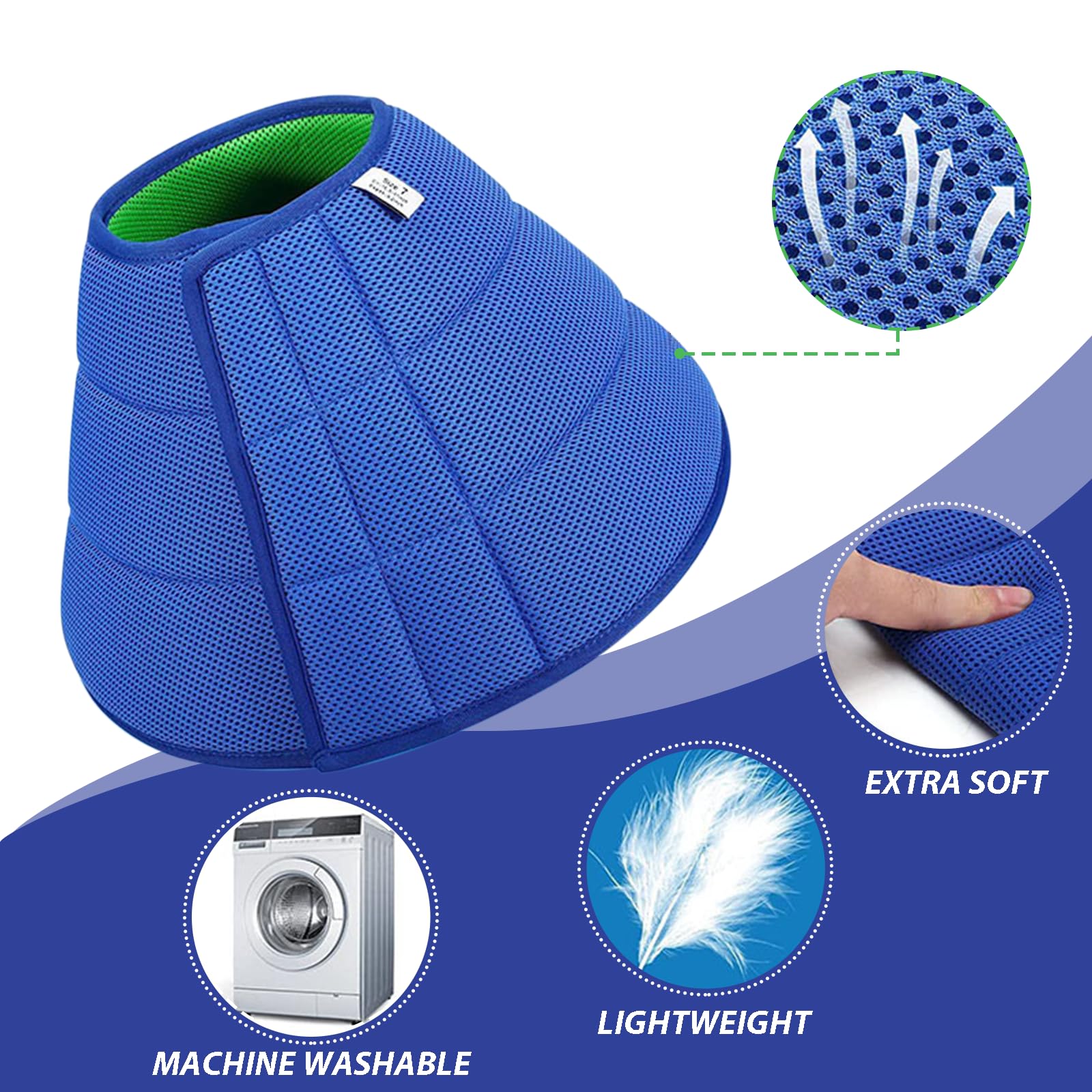Soft Dog Cone Collar for Dogs After Surgery Adjustable Breathable Recovery Collar Pet Protective Neck Cone for Medium Puppy Stop Licking Wounds (Blue-Green - Image 3
