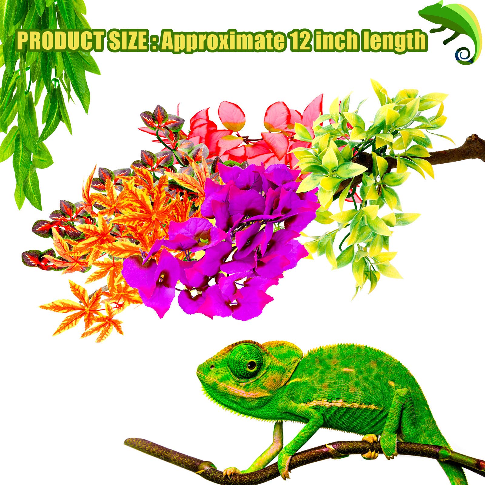 WILLBOND Plantes de terrarium artificielles en plastique à suspendre avec ventouses pour ermite, crabe, lézard (couleur classique, 6 pièces)