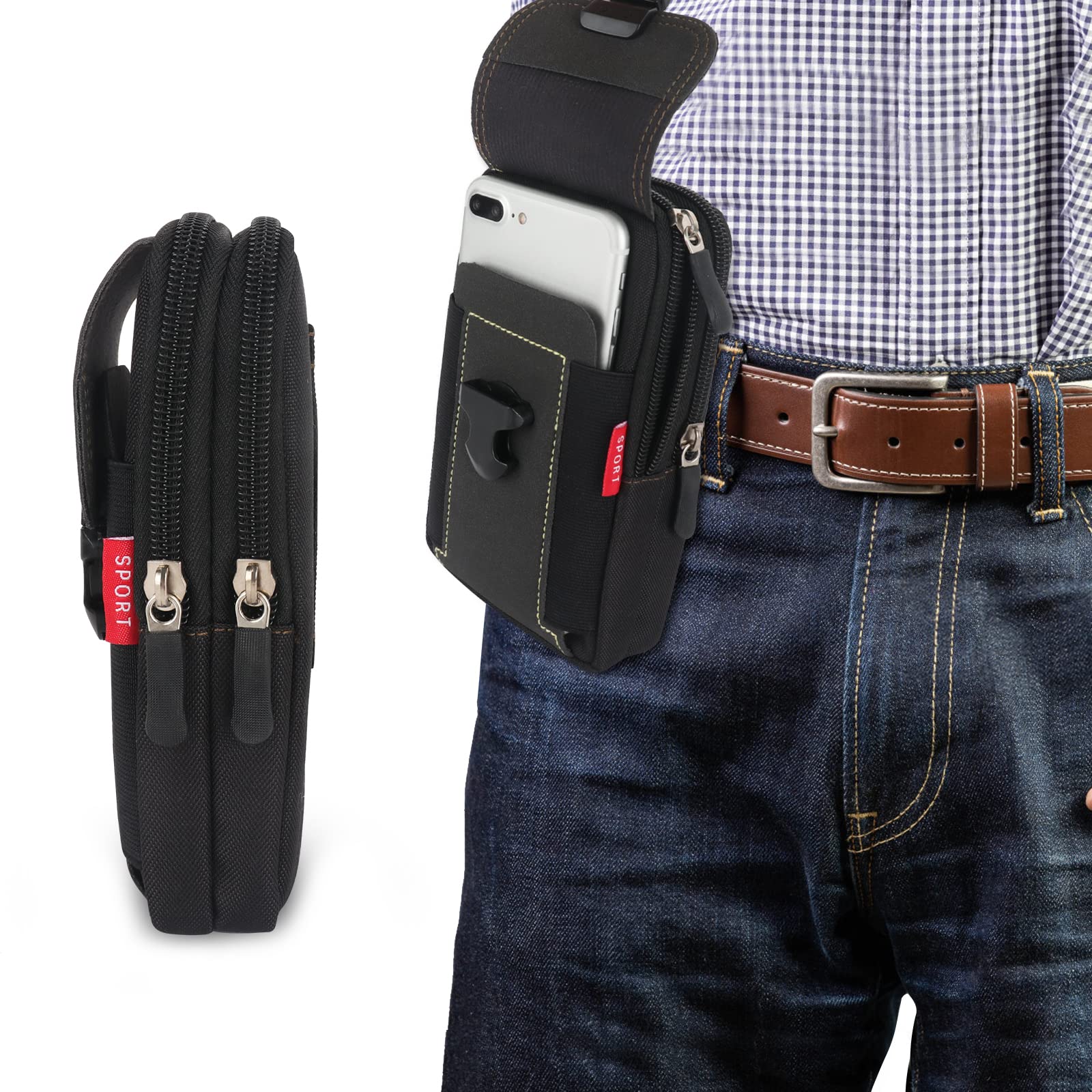 Fondina Da Cintura Universale Con Portafoglio Per IPhone E Smartphone - Nuova, Pelle Sintetica