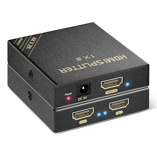 HBAVLINK HDMI Splitter 1 in 2 Out 60Hz - HDCP Bypass 2.3, HDR, Dolby/DTS 5.1/7.1 - Compatible with Firestick 4k Max, PS3/PS5 & Elgato HD60s/x/Pro, Apple TV 4K, Retrotink, Roku soundbar, NOT for Phone - HB-SP102B