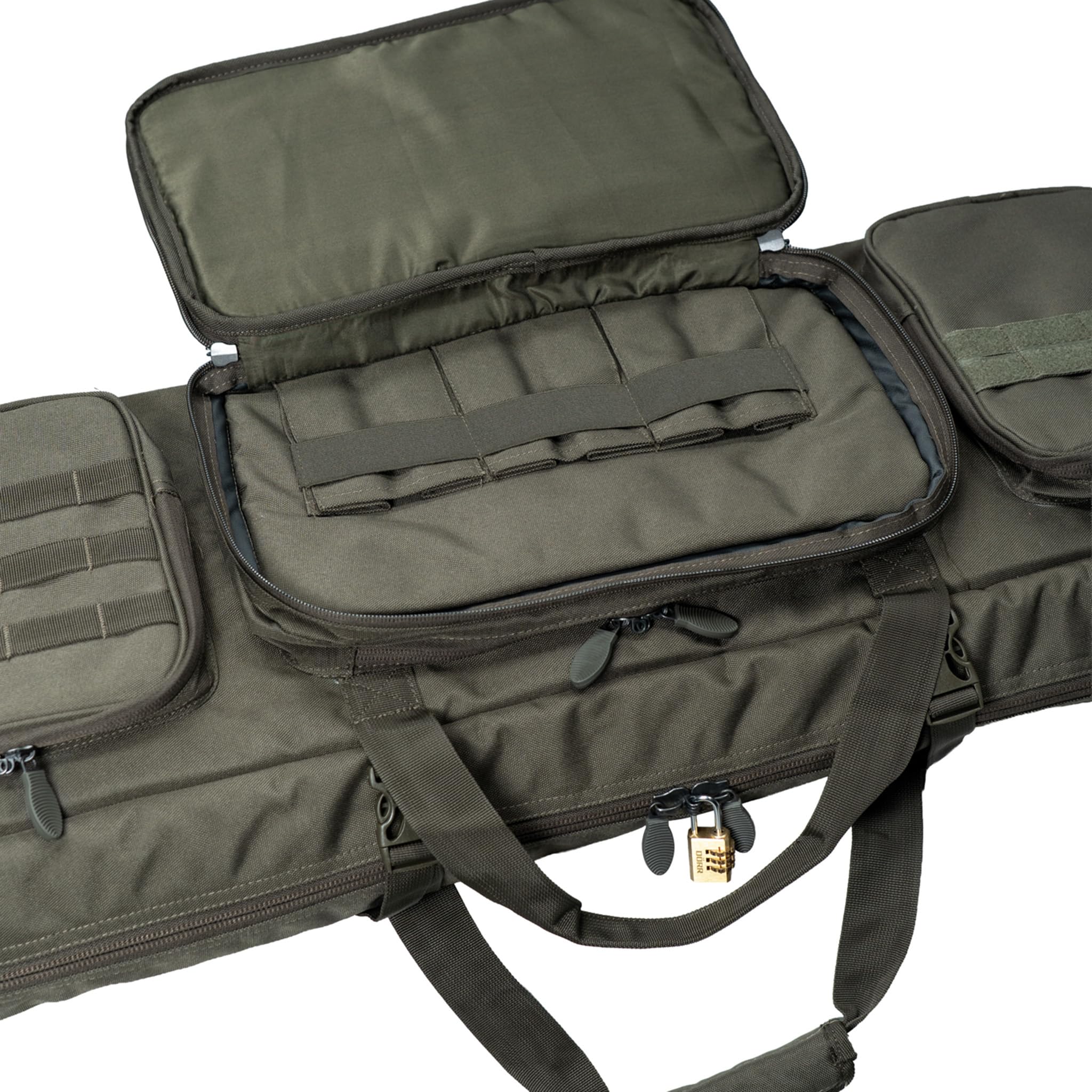 DÖRR Gewehrtasche ProTac für eine oder Zwei Langwaffen, Olivgrün & Schwarz | Innemaße Single-Tasche 108x27x6 cm, Doppel-Tasche 129x30x12 cm, für Jagd, Schießsport, Airsoft, Luftgewehr, Waffenfutteral