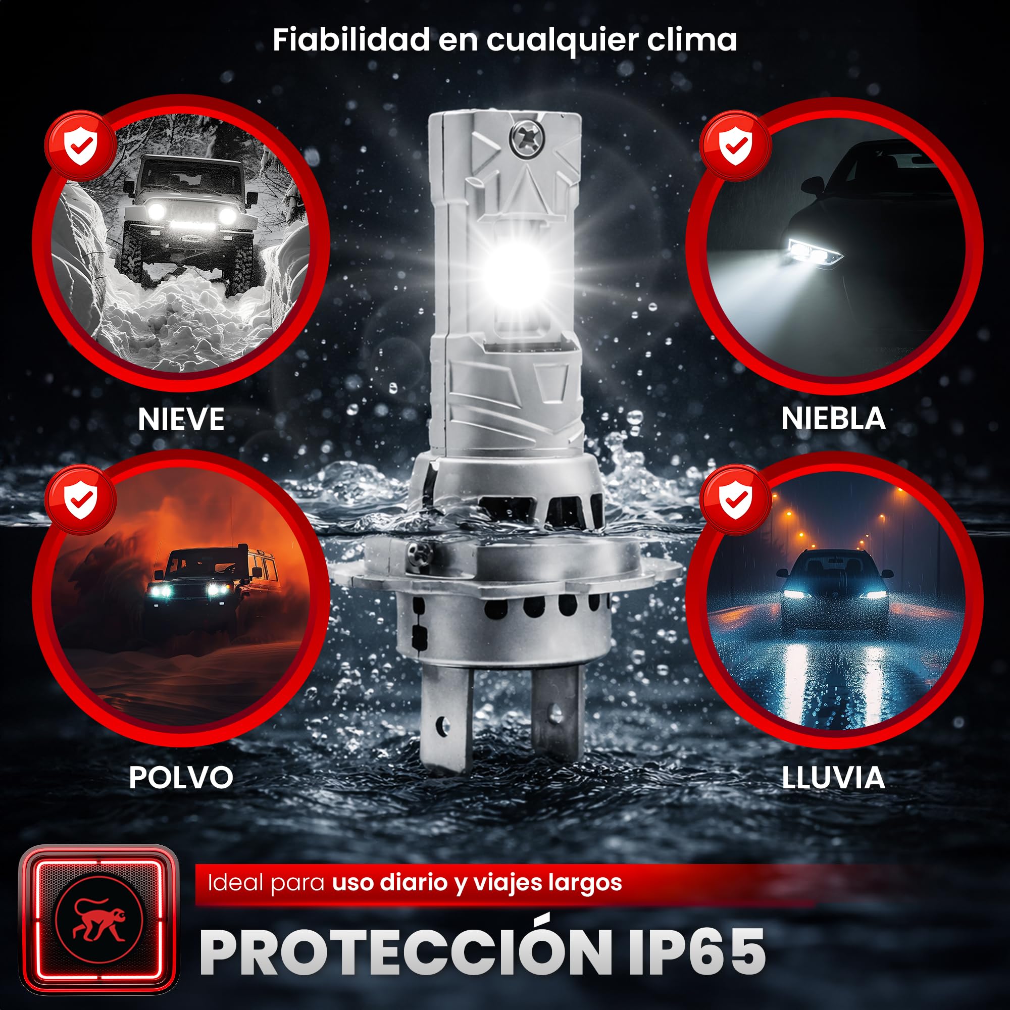 BOMBILLAS LED H7 40000LM 6500K Blanco Frío, Luces Coche y Moto, X20 Más Brillante, Ventilador 20000RPM, IP68 Impermeable, Plug & Play, Reemplazo Halógena, Pack 2 PCS