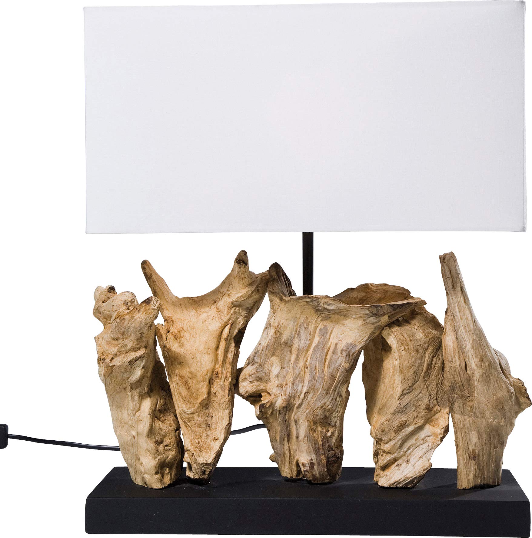 Kare Design Lampada Da Tavolo, Nature Vertical, Bianco/Beige, 43Cm, Legno Naturale, Stile Individuale, Casa Al Mare, Decorazione Mare, Lampadina Non Inclusa