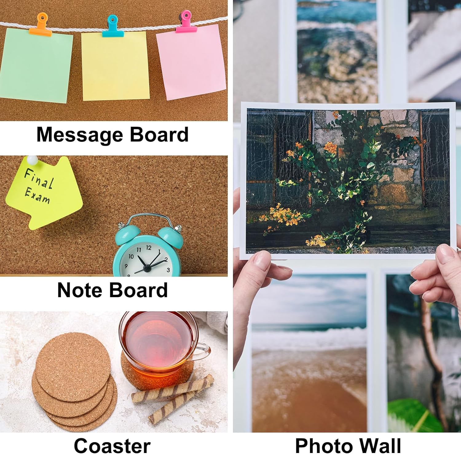 PATIKIL 8.3 x 11.7 Inch 2mm Thick Adhesive Cork Sheets, 12 Pcs Rectangle Cork Board Cork Tile Mat for Bulletin Coaster DIY Crafts Wall Decoration