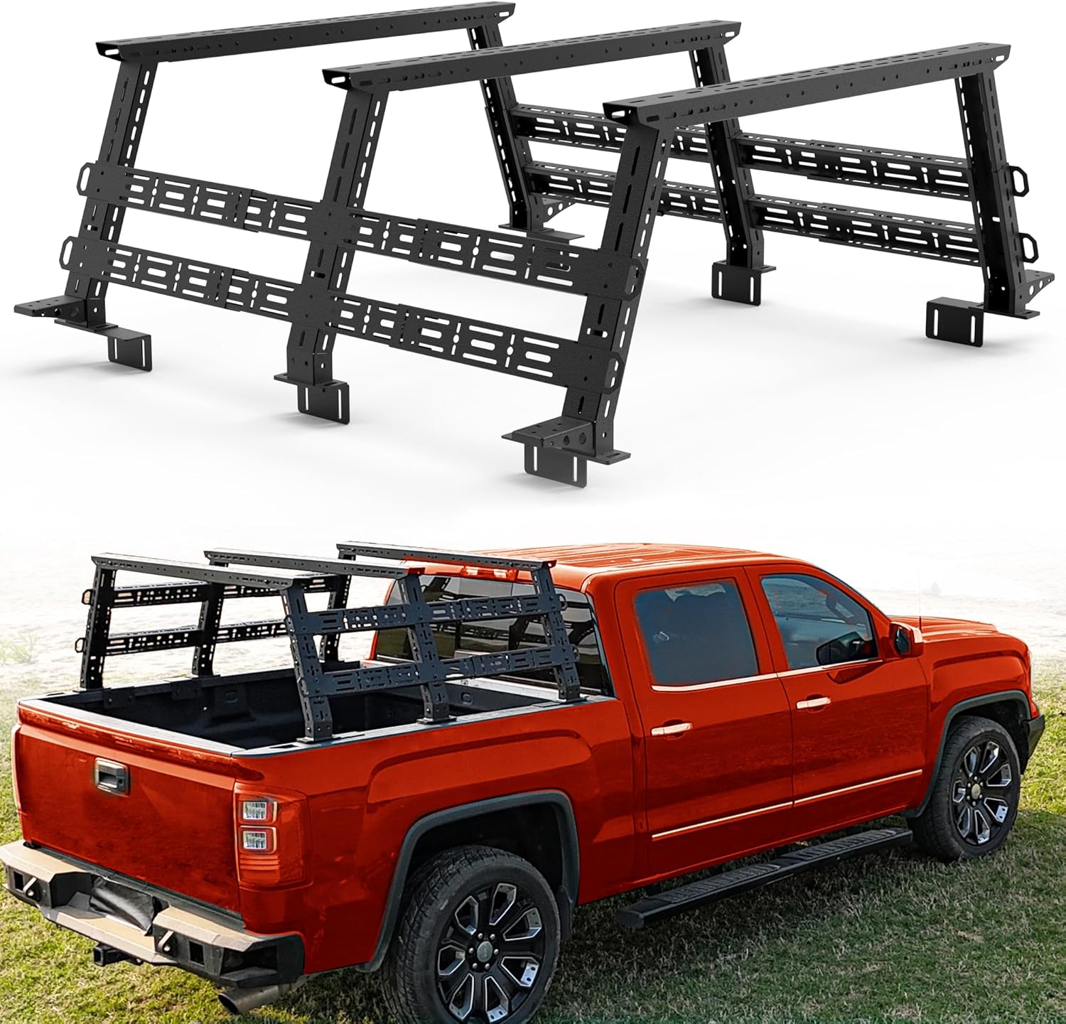 Universal Overland Truck Racks Adjustable 16'' to 25'' High for 4 Crossbars Compatible with Ford Chevy Dodge GMC Toyota Nissan Jeep Pickup Truck