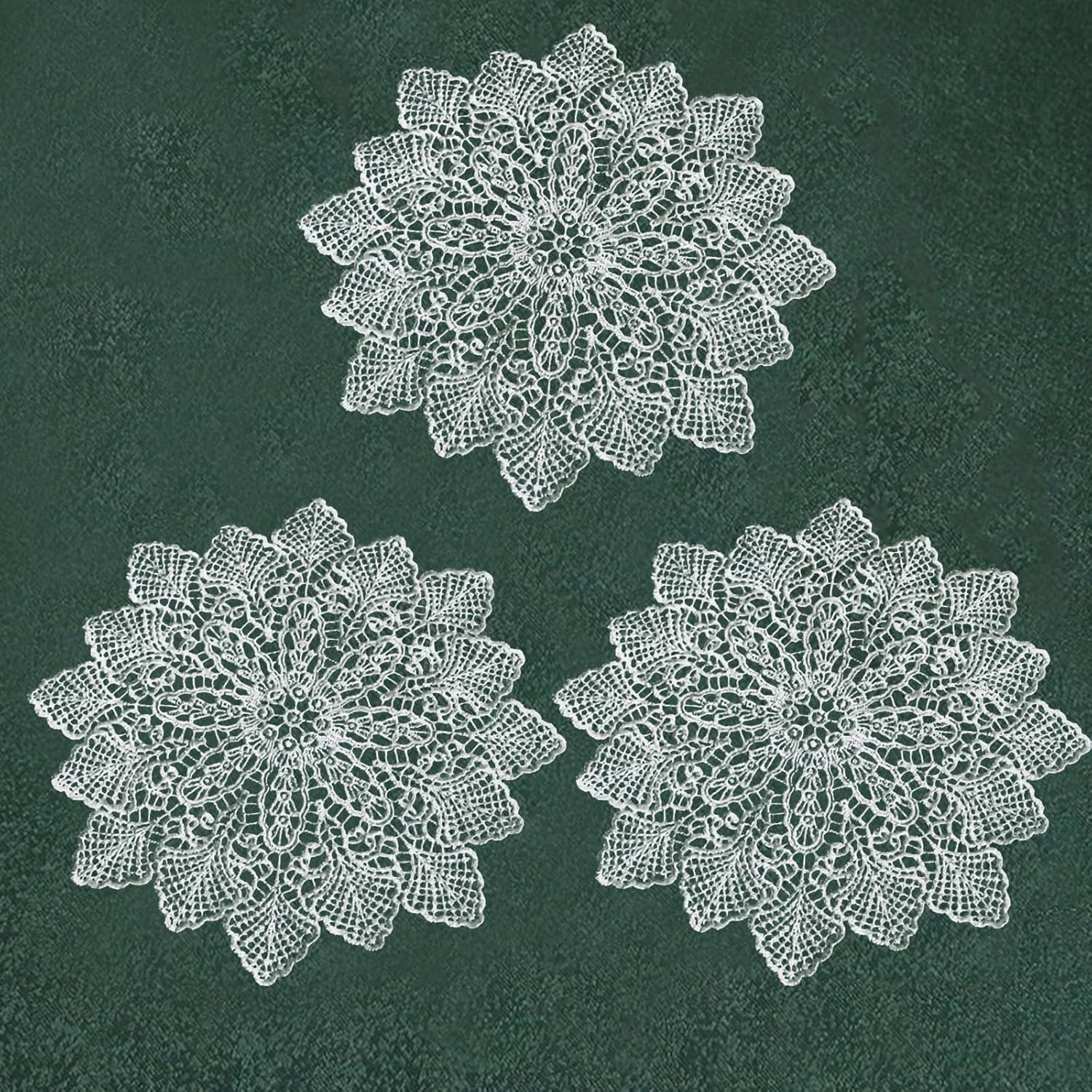 XYOLing 3 Pcs Handcrocheted Lace Table Runner Doilies Placemats