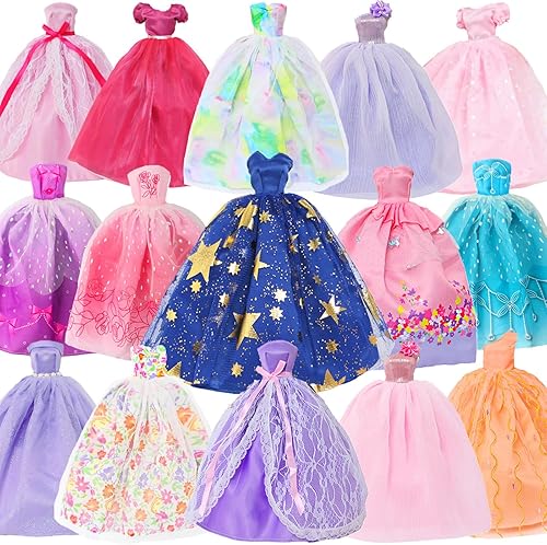 Miniatura 3 de BJDBUS 5 piezas de vestido de novia hecho a mano vestido de fiesta para niña de 11.5 pulgadas muñeca accesorios de ropa al azar conjunto de ropa