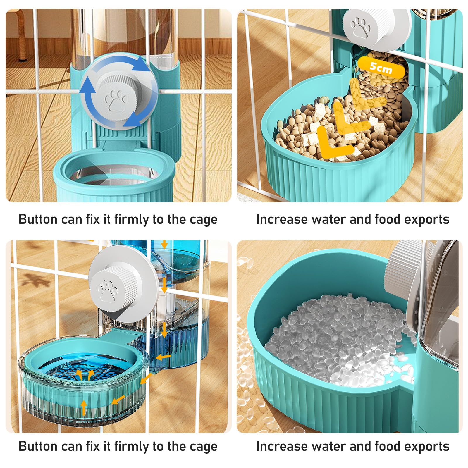 Abreuvoir Distributeur Automatique Nourriture Suspendre Mangeoire Eau Chat Lapin