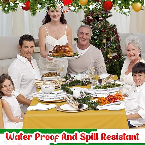 Miniatura 5 de Patelai 36 manteles de plástico desechables navideños para mesas rectangulares, de 54 x 108 pulgadas, impermeable, para fiestas y decoraciones de
