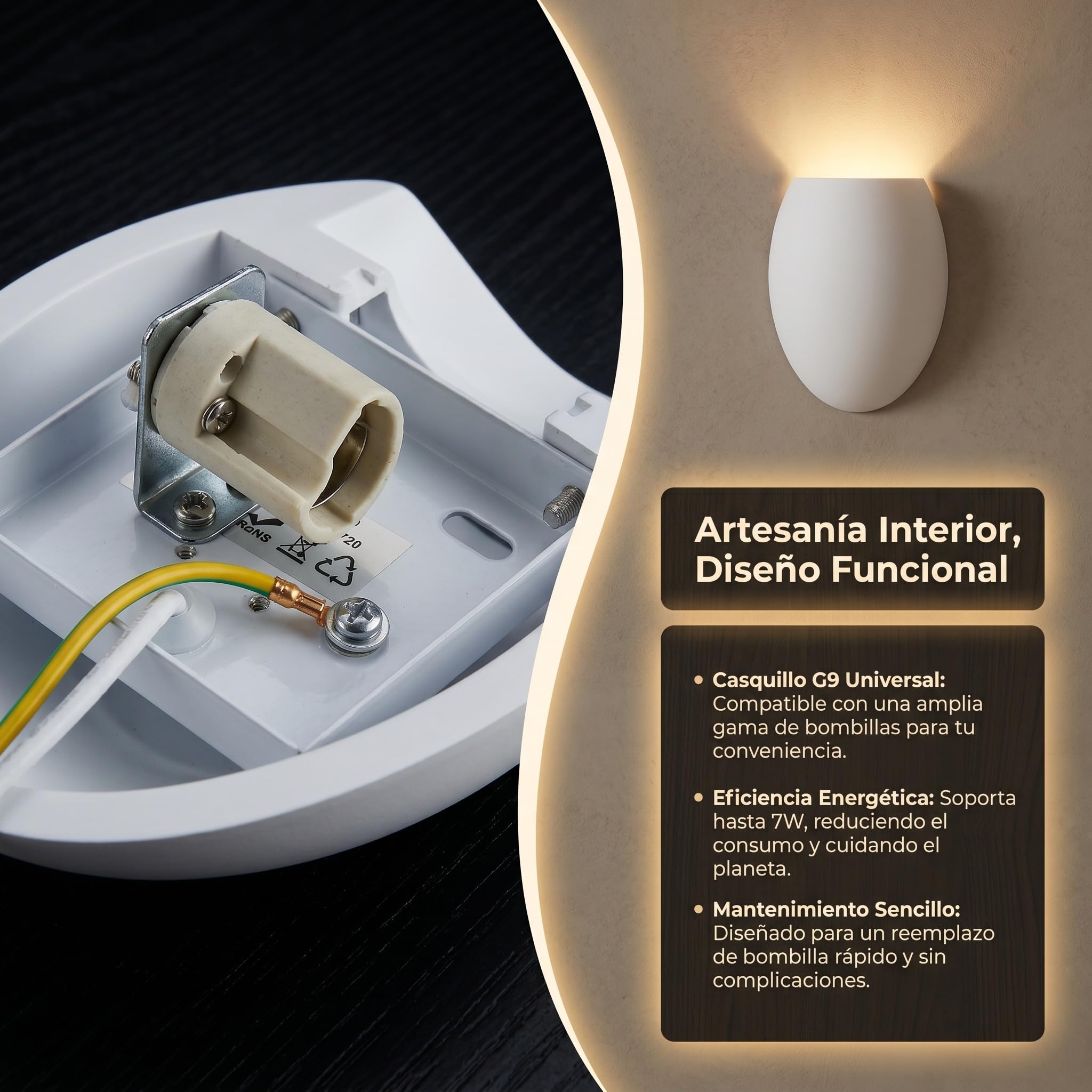 BARCELONA LED Biały Kinkiet Gipsowy G9 Mery 125x100x50mm Mały Nowoczesny Minimalistyczny Skandynawski Malowalny Lampa Ścienna do Salonu Sypialni Hotelu Korytarza Wewnętrzna