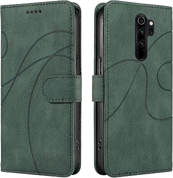 Phone Case for Xiaomi Redmi Note 8 Pro Leather Case, Xiaomi Redmi Note 8 Pro Wallet Case with Card Slots Megnet Kickstand Silicone TPU Flip Cover for Redmi Note 8 Pro, Green