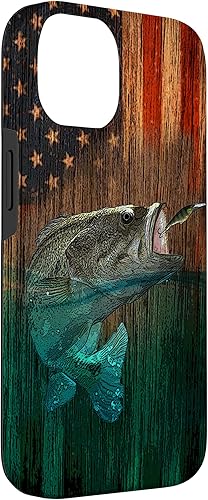 Miniatura 6 de iPhone 13 Largemouth Bass pesca bandera americana pescadores caso