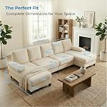 Mjkone 110" Width U Shaped Sectional Sofa Couch with Chaises for Living Room, Cloud Sofas Couches with Ice Velvet Fabric, Minimalist 4 Seater Sofa Set Living Room Sets Furniture for Home Office, Beige