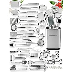 Home Hero 54 Pcs Stainless Steel Kitchen Utensils Set - Nonstick Stainless Steel Cooking Utensils Set - Heat Resistant Kitchen Essentials & Metal Kitchen Gadgets (54 Pcs)