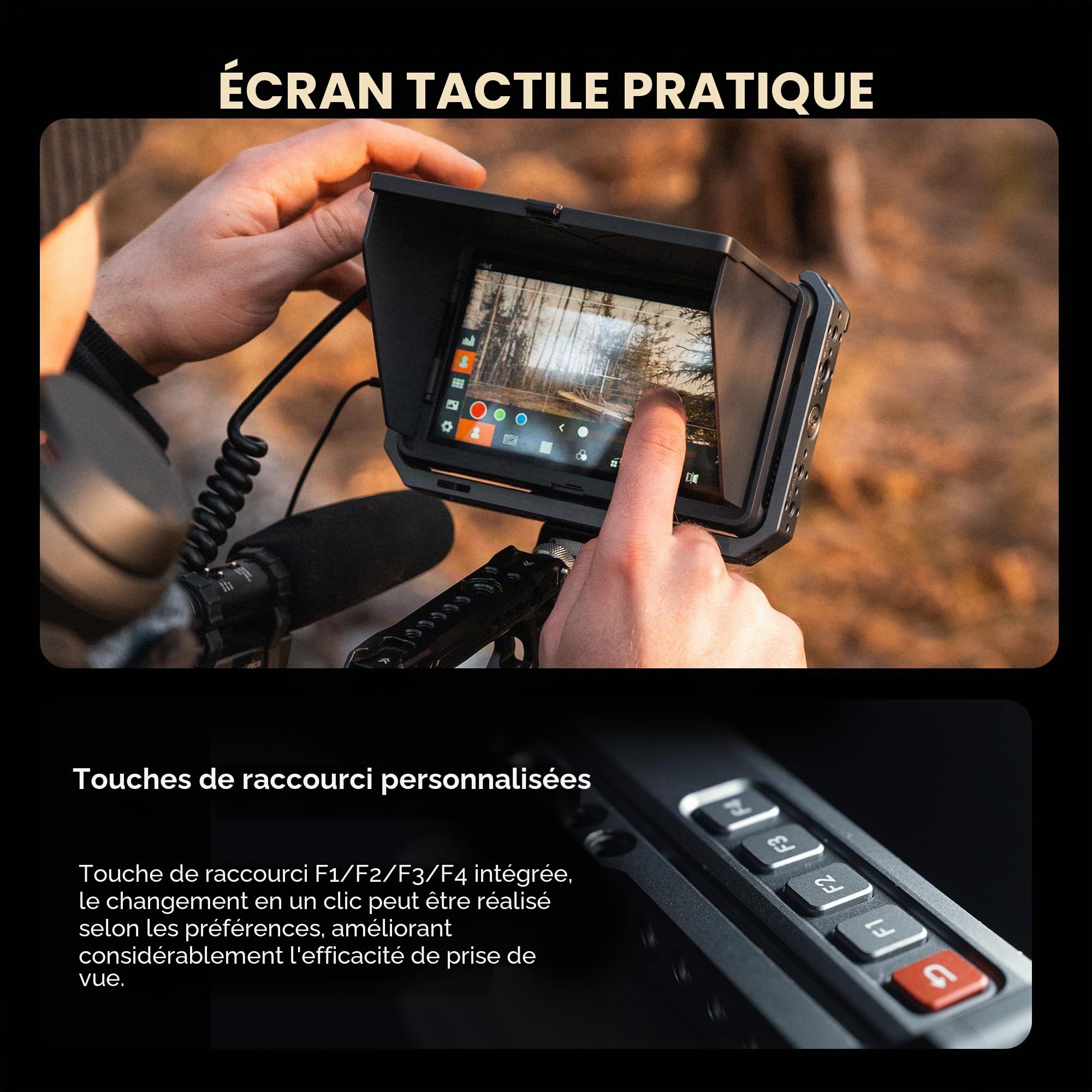 VILTROX DC-X2 6 Pouces Moniteur de Terrain pour caméra, 2000 Nits 4K HDMI Loop in/Out 3D Lut Full Waveform 1920X1080 HD IPS Écran Tactile DSLR Moniteur vidéo pour caméra avec Pare-Soleil Batterie
