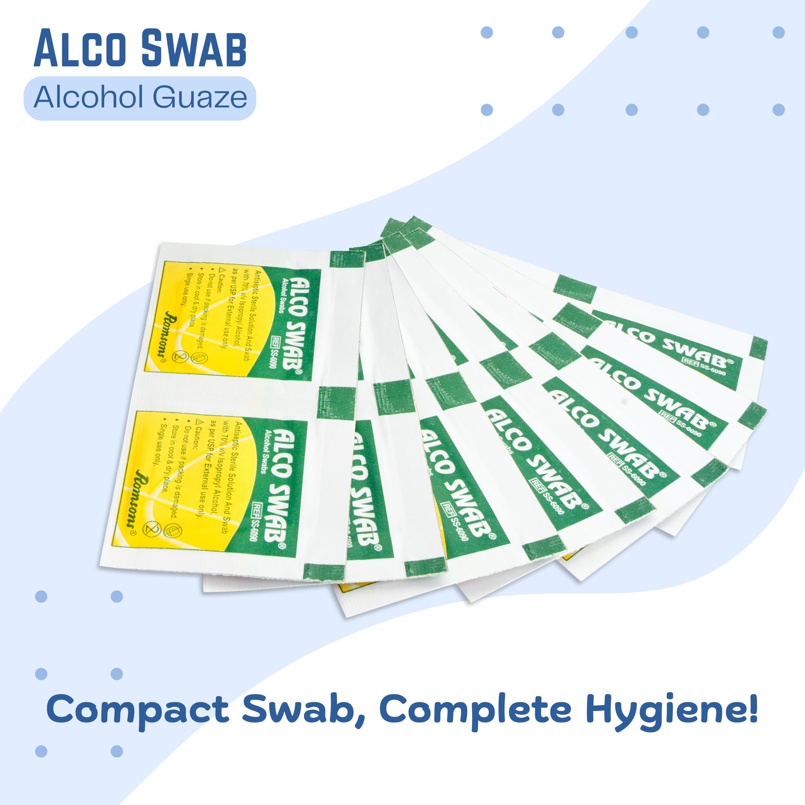 Romsons Alco Swab Alcohol Guaze Antiseptic Prep sterile for disinfect cuts and scrapes (100 Pieces) 4