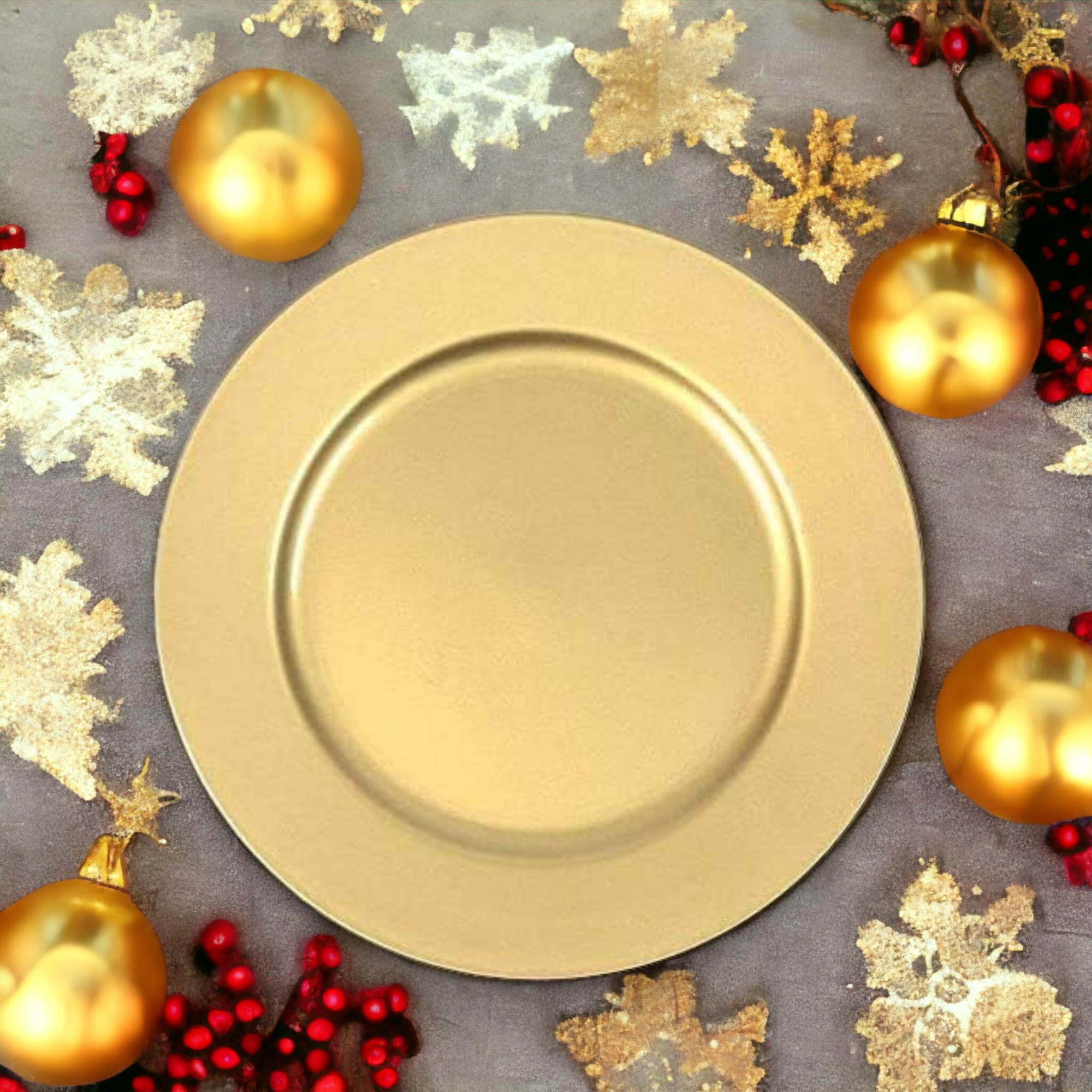 12 x Sottopiatti Oro da 33 cm Set da tavola TONDI per Natale, Capodanno, Feste, Compleanno