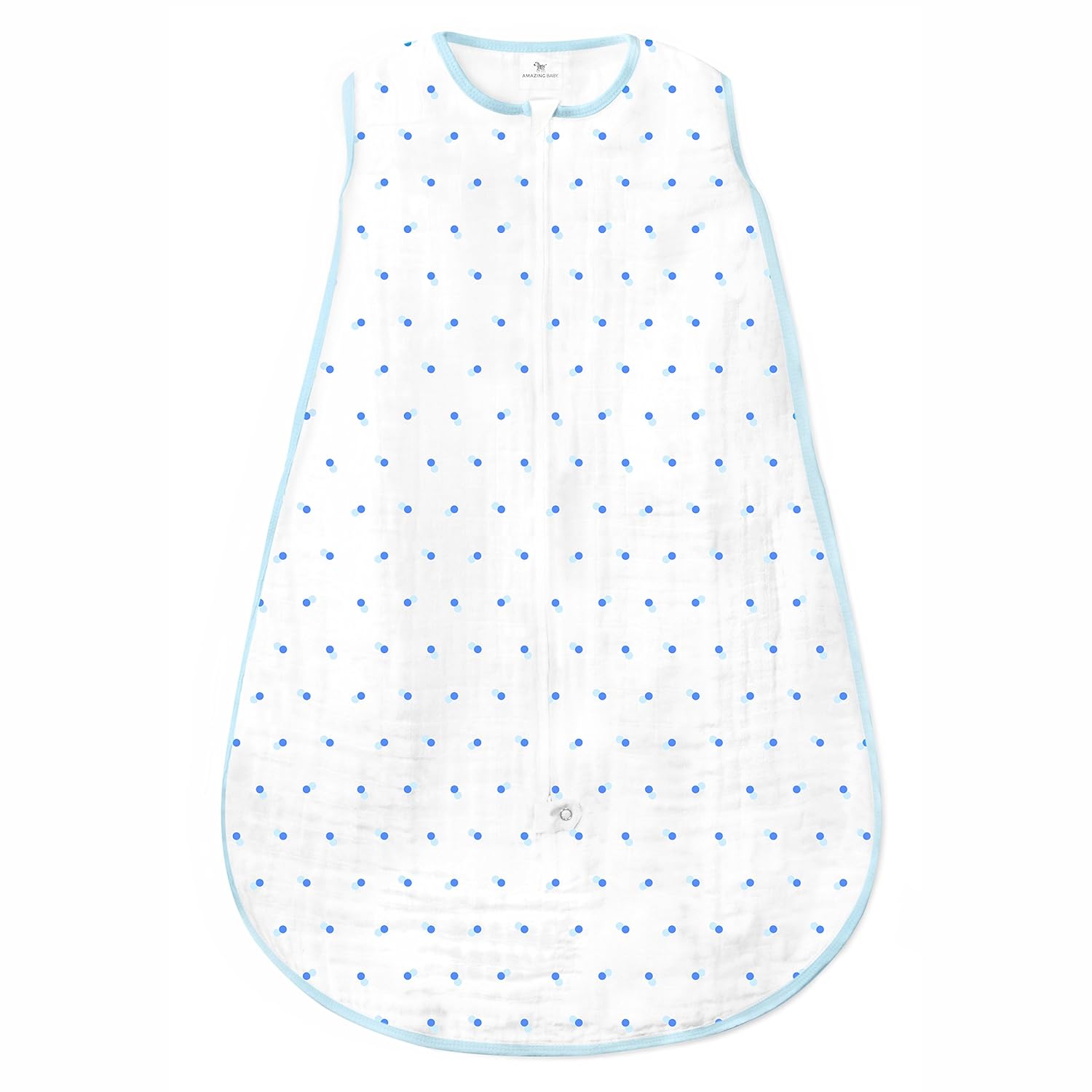 Amazing Baby Cotton Muslin Sleeping Sack, For Baby Boy or Girl, Wearable Blanket with 2-way Zipper, Dots, Blue, Small (0-6 Month) Amazing Baby Cotton Muslin Sleeping Sack, For Baby Boy or Girl, Wearable Blanket with 2-way Zipper, Dots, Blue, Small (0-6 Month)