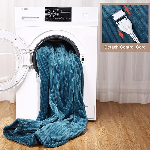 Miniatura 9 de CAROMIO Manta térmica eléctrica de 50 x 60 pulgadas, manta térmica de franela acanalada suave con 6 niveles de calefacción y 8 ajustes de tiempo,