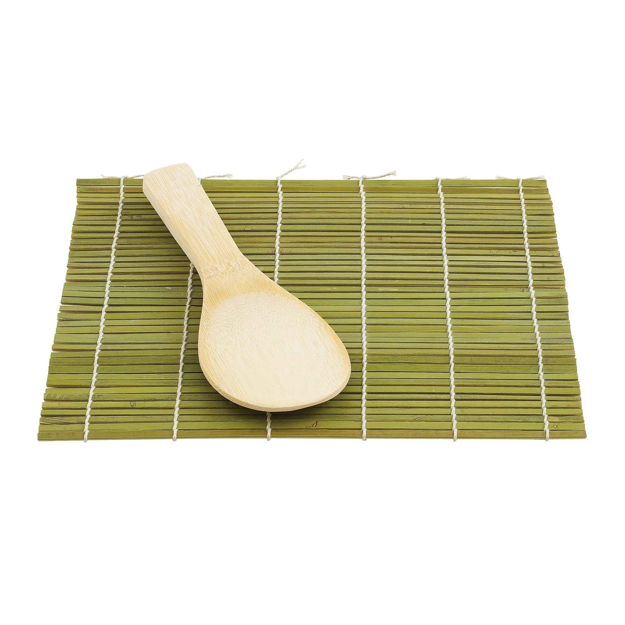 Helen’s Asian Kitchen Easy Sushi Rolling Mat with Rice Paddle, Natural Bamboo, 2-Piece Makisu Set