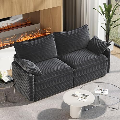 Miniatura 94 de Vesgantti Sofá Seccional Modular de 108", Cómodo Sofá Nube con Otomana Móvil de Chenilla y Asiento Profundo, Sofá Modular en Forma de L, Sofás