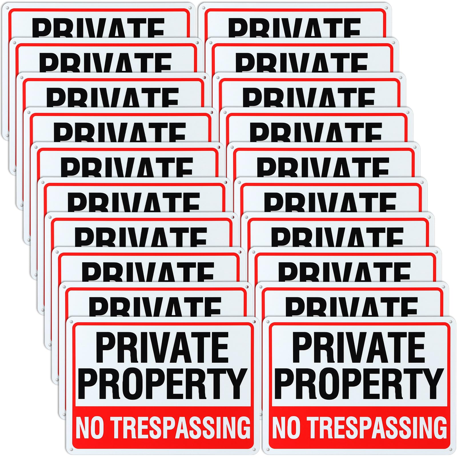 Yaocom 20 Pack No Trespassing Private Property Metal Signs 10 x 7 Inch No Trespassing Aluminum Weatherproof Warning Rust Free Private Sign with 4