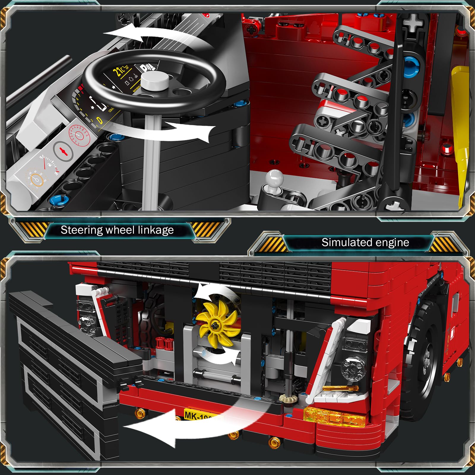 Mould King 19015 Technik LKW Traktor Bausatz, ferngesteuertes MOC Modell mit App-Steuerung, Pneumatik-Funktion, 4608 Teile Truck Bausteine für Erwachsene und Jugendliche ab 14 Jahren