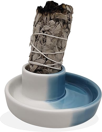 Vista 19 de Soporte para salvia, quemador de salvia blanca, cuenco para manchas, soporte para Palo Santo, soporte para incienso, paquete de soporte de incienso