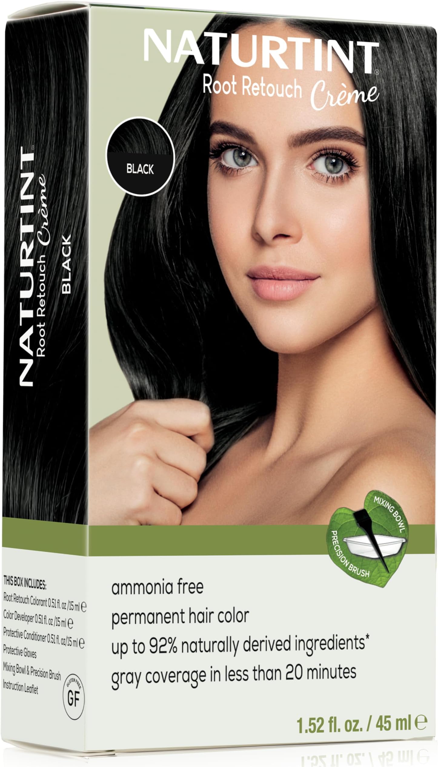 Black Root Retouch Crème Permanent Hair Color - Ammonia Free, Conceal Grays, No Artificial Scent, 1.52 Fl Oz