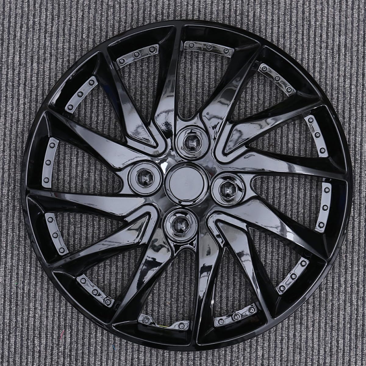 2 Pezzi Coprimozzi per Auto 14 Pollici Copricerchi in Plastico Nero Resistenti All'usura per Protezione Ruote Auto Stile Semplice e Elegante