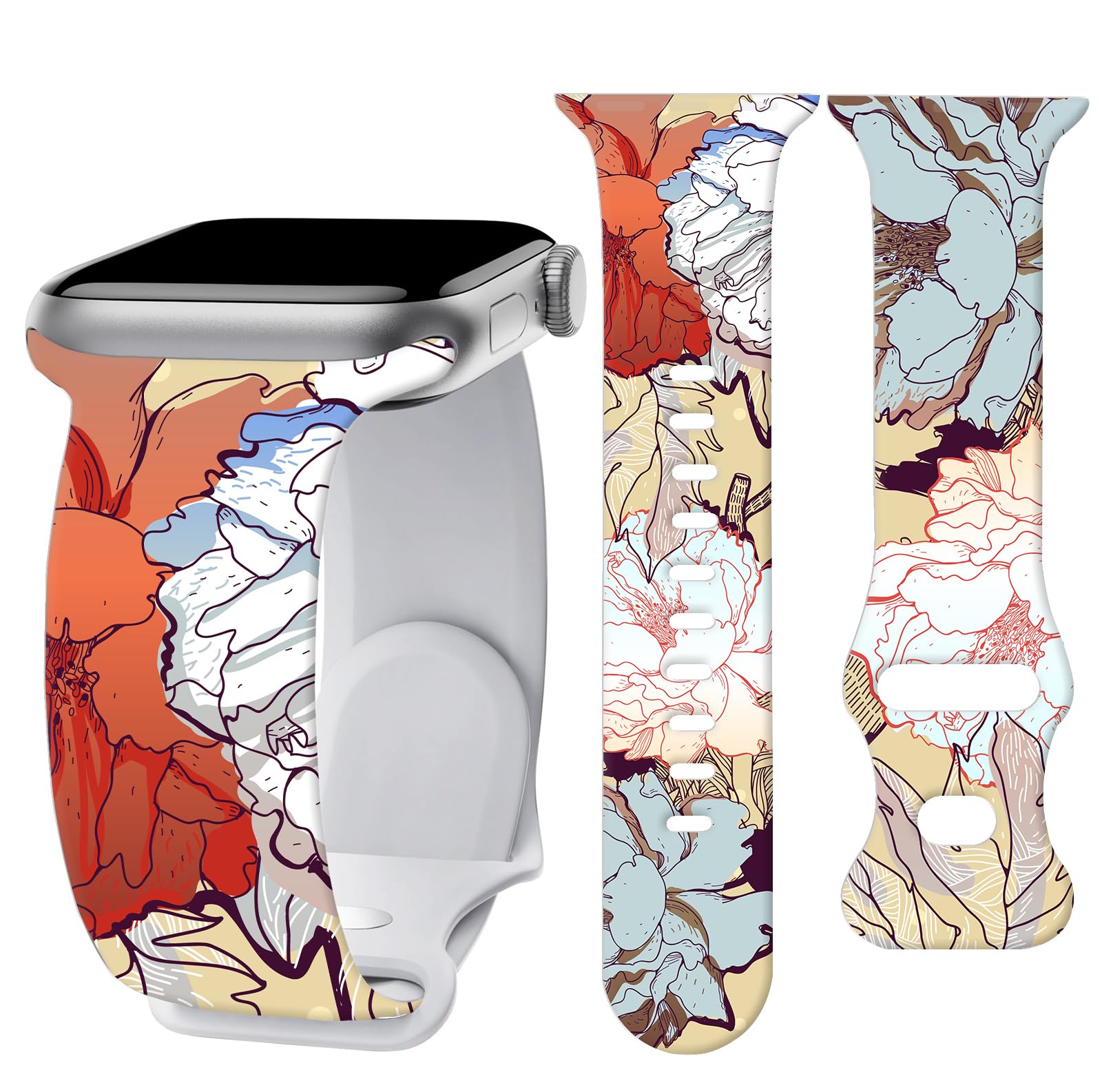 ATJFKIXL Sport Silicone Band Compatible with iWatch Bands 41mm 40mm 38mm, Soft Waterproof Cute Wristband Replacement Strap for iWatch Series 9 Ultra 8