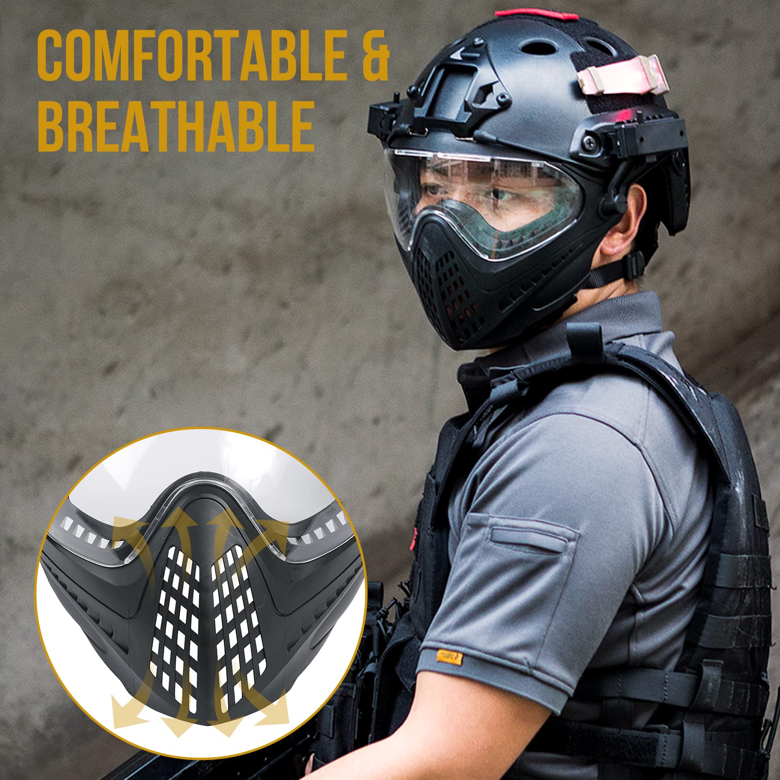 Tactical PJ Helmet F22 Airsoft Paintball Helmet Integrated