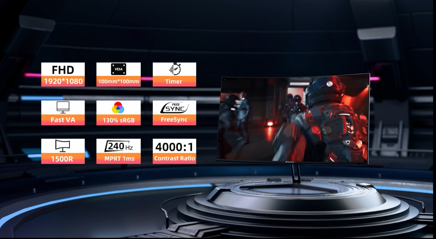 Amazon.com: SANSUI 27 Inch Curved 240Hz Gaming Monitor FHD 1080P