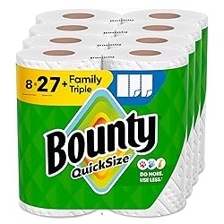 Bounty Quick-Size Paper Towels, White, 8 Family Triple Rolls = 27 Regular Rolls