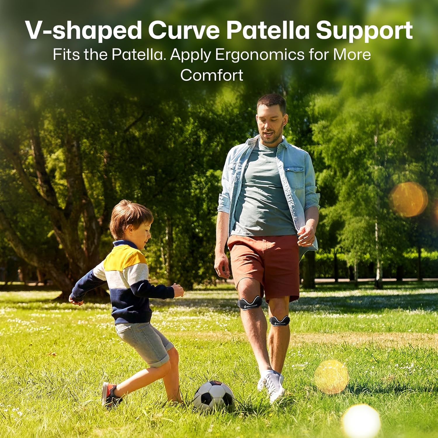 Patellar Tendon Support Strap, Silicone Patella Knee Strap, Non-Slip Patella Stabilizer Knee Band for Jumpers Knee, Tendonitis, Basketball, Volleyball, Squats - Black 2 Pack