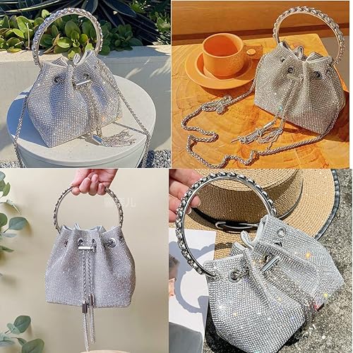 Miniatura 2 de BBTTful Bolsos de hombro cruzados bolsos de mano con cristales de noche plata para mujeres y niñas boda graduación fiesta club brillante brillante